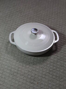 Lodge 12" White Lidded Enamel Cast Iron Braiser Pan
